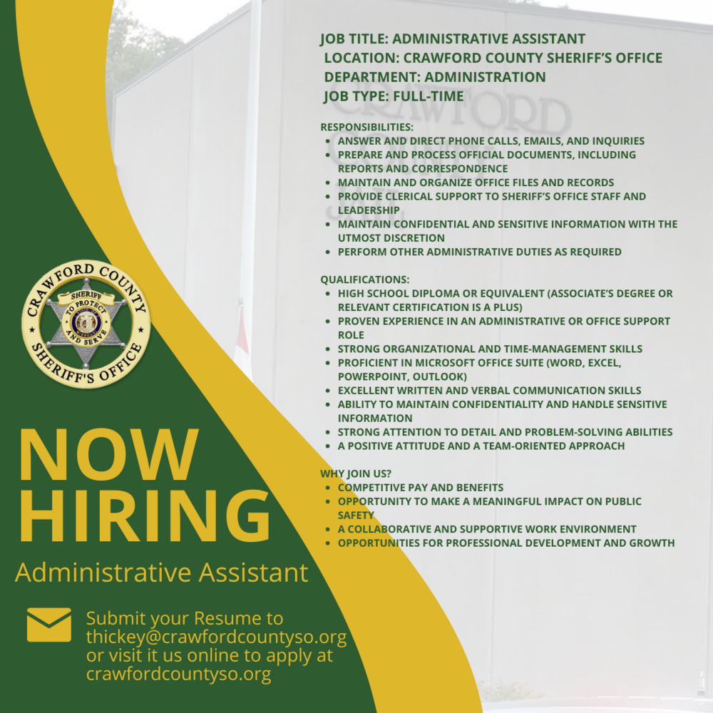 Hiring Ad for Administrative Assistant