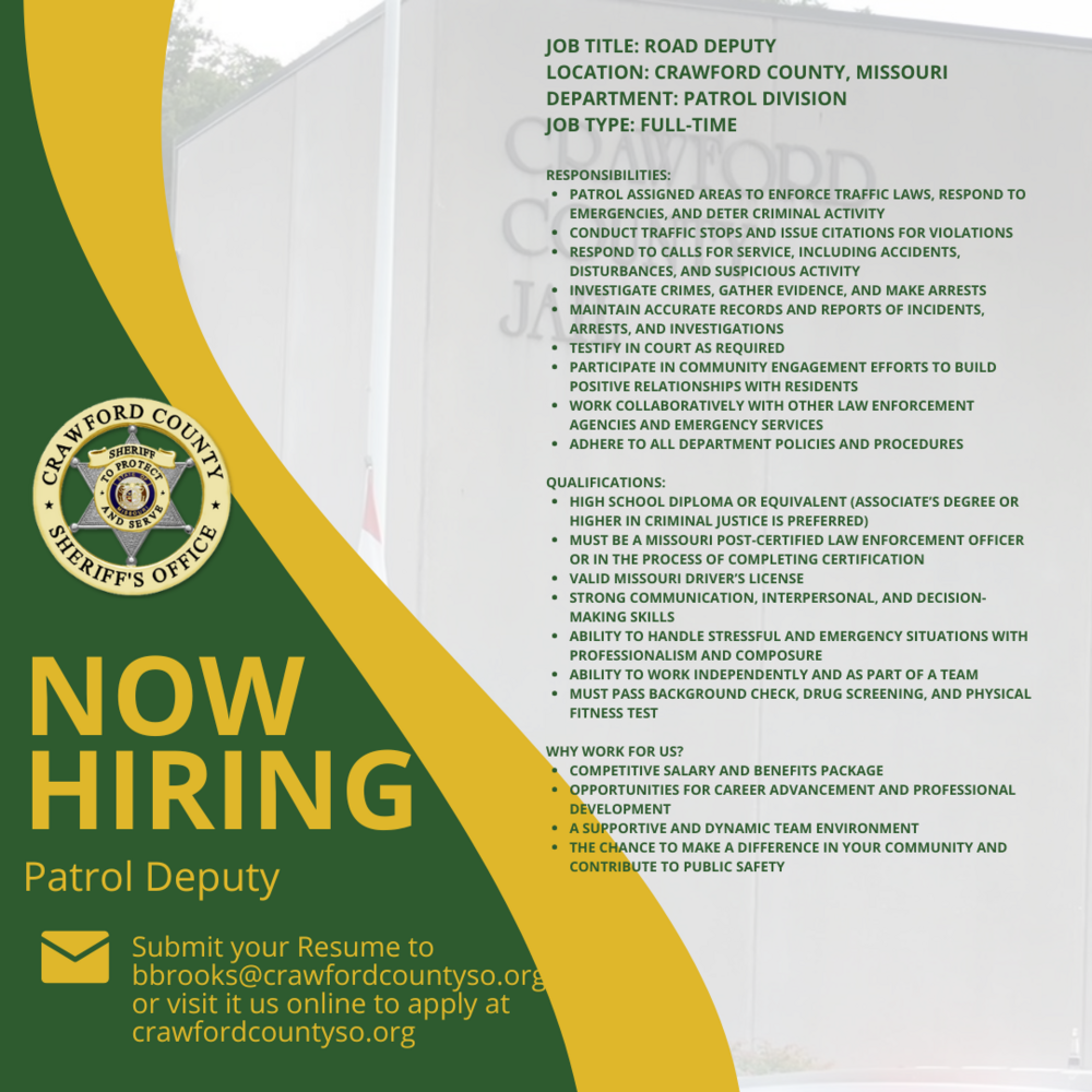 Hiring Ad for Patrol Deputy